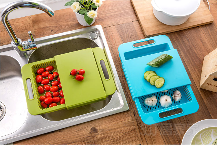 Multifunction Kitchen Cutting Board with Drain Basket – 36×23cm Chopping Board