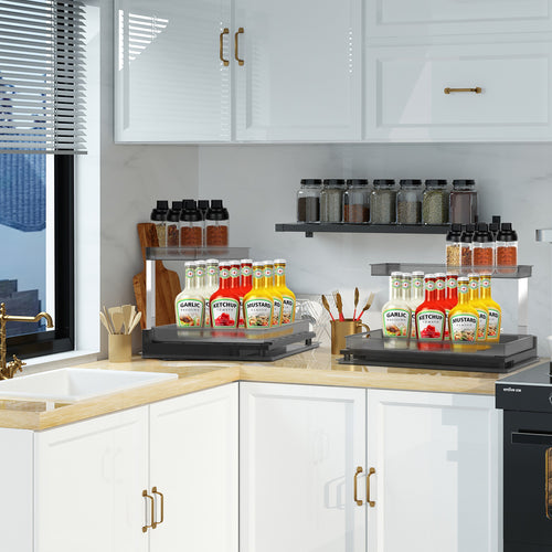 1Pc 2Tier Pull Out Under Sink Organizer Cabinet Organizer With Sliding Drawer Tray L Shaped Slide Out Storage Shelves For Bathroom Kitchen Cabinet