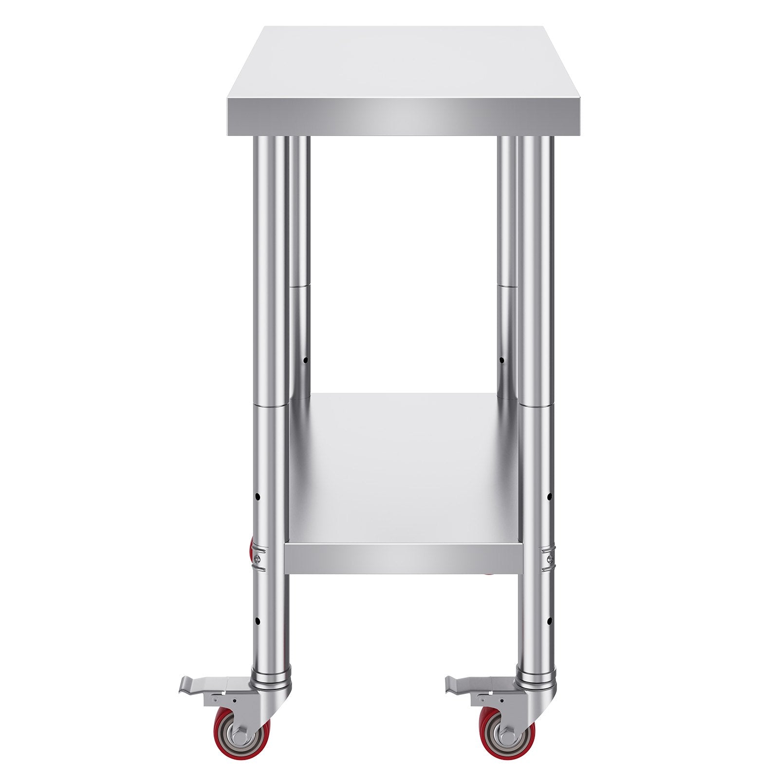 30 x 18 x 34 Inch Stainless Steel Work Table – 3-Level Adjustable Shelf with Wheels
